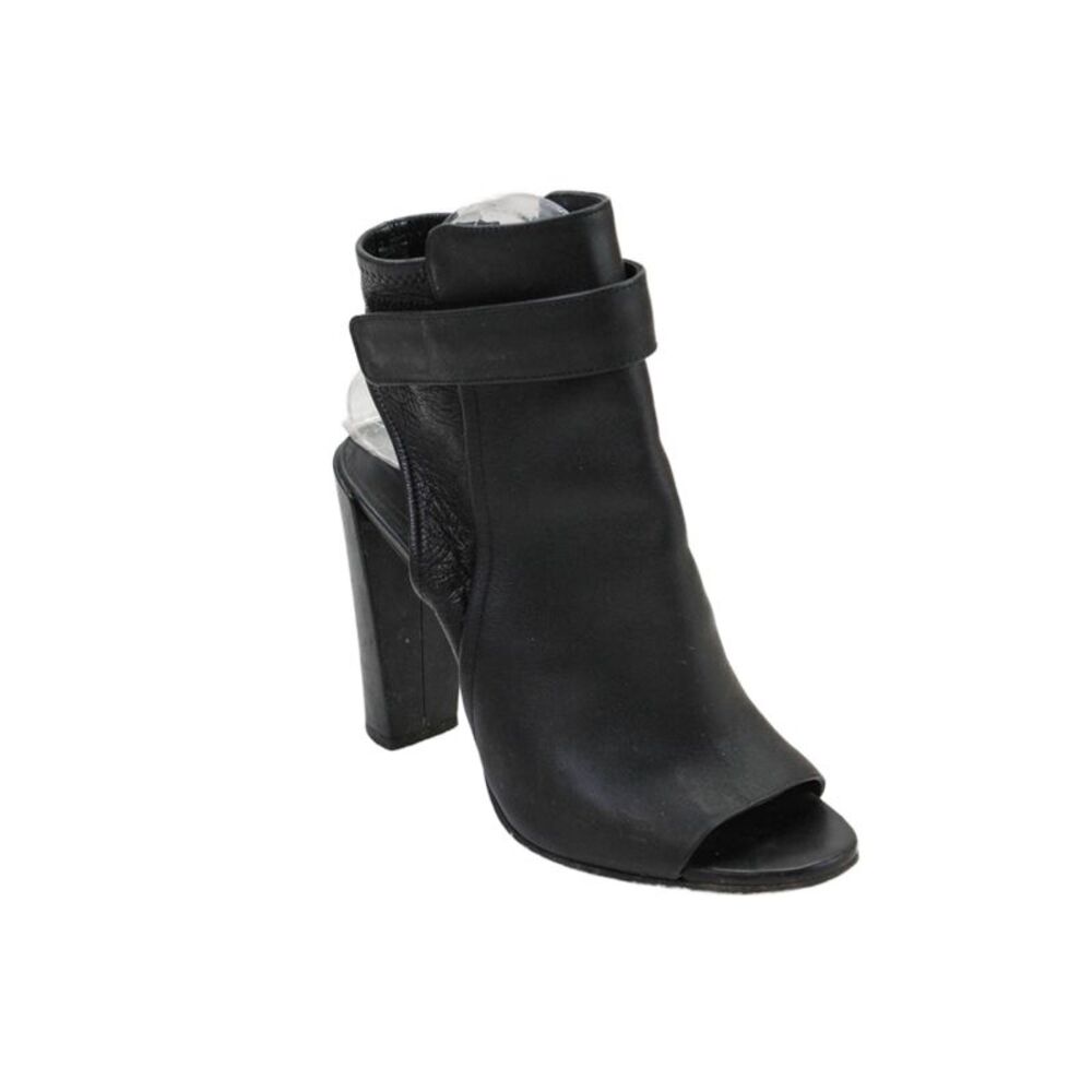 Vince Womens Textured Open Toe Zip Strap Open Back Heeled Booties Black Size 8